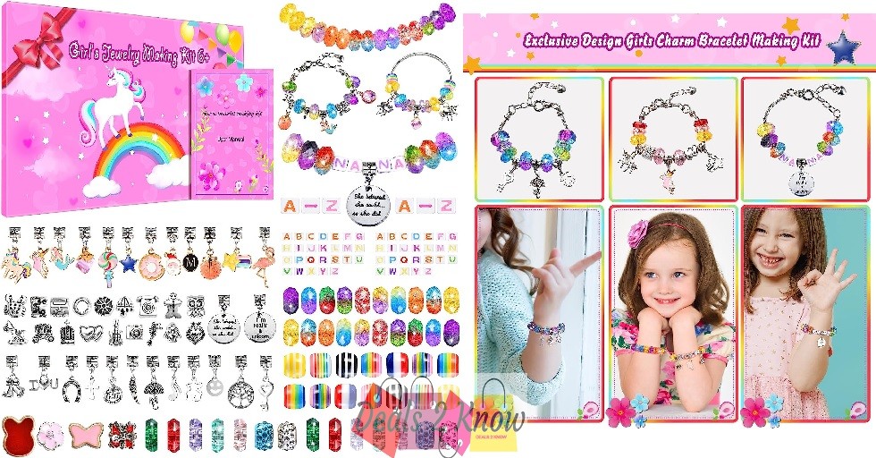  Charm Bracelet Making Kit 166 Pcs Jewelry Making Kit with Beads  Charms and Chains Bracelet $7.99 ($16) - Deal Brainer